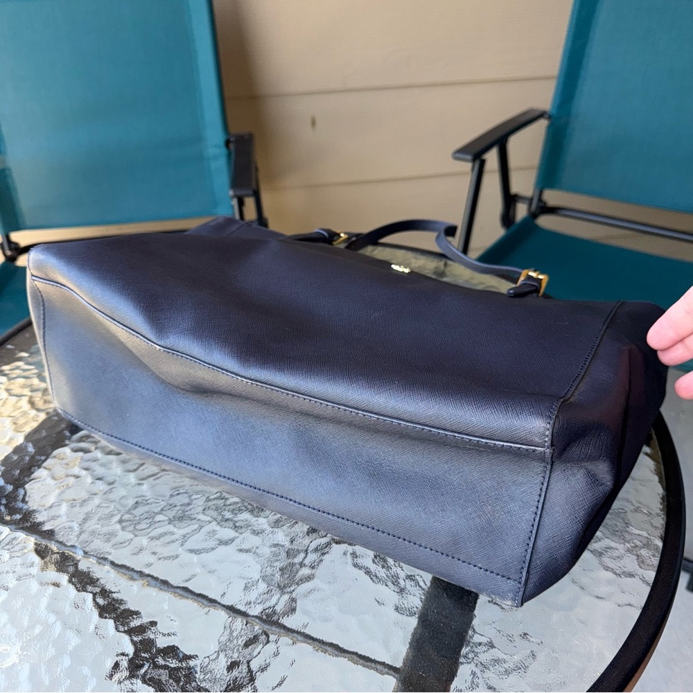 Tory Burch Womens Dark Blue Saffiano Leather Inner Pocket Double Handle Tote Bag - Picture 11 of 11